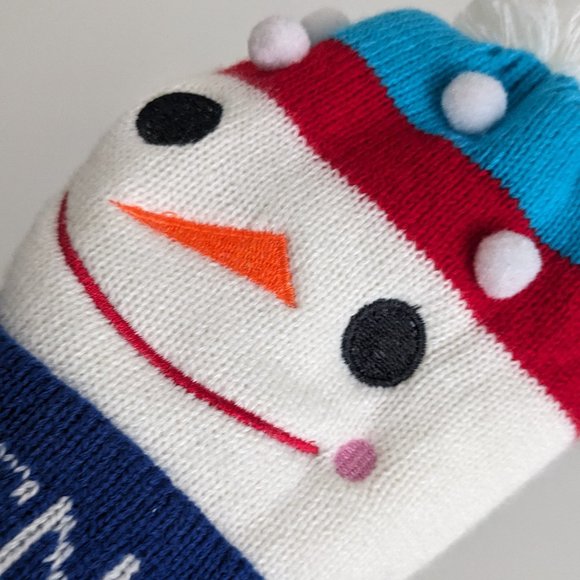 Toddler 2T-4T "Let It Snow" Snowman Beanie Winter Hat UNISEX Embroidery Pom NEW - Picture 4 of 5